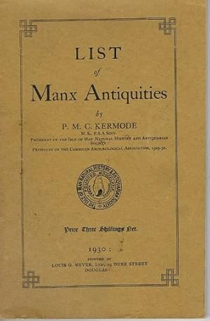 Seller image for List of Manx Antiquities for sale by Heath Hill Books Etc.