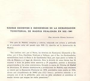 Image du vendeur pour CAUSAS DECISIVAS E INCIDENCIAS DE LA DEMARCACION TERRITORIAL DE MADRID REALIZADAS EN 1822-1941 / 21 PAGINAS ORIGINALES DEL AO 1970, ESTUDIO COMPLETO, TEXTO INTEGRO) mis en vente par Libreria 7 Soles
