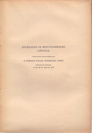 Seller image for SOCIEDADES DE RESPONSABILIDAD LIMITADA (57 PAGINAS ORIGINALES DEL AO 1947, ESTUDIO COMPLETO, TEXTO INTEGRO) for sale by Libreria 7 Soles