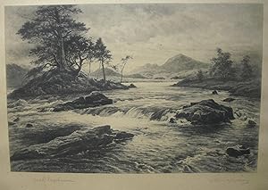 Bild des Verkufers fr On the Garry', River flowing through mountain landscape, after Joseph Farquharson [1846-1835]. zum Verkauf von R.G. Watkins Books and Prints