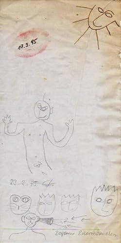Figürliche Zeichnung auf Briefkuvert.