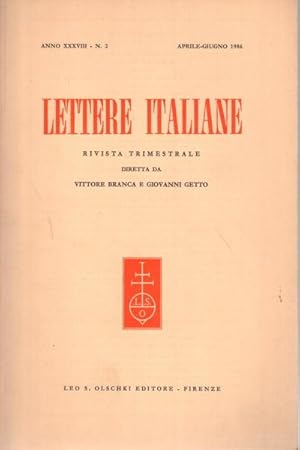 Imagen del vendedor de Lettere italiane, anno XXXVIII - N. 2 a la venta por Di Mano in Mano Soc. Coop