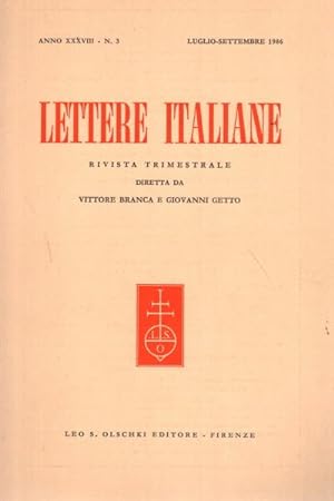 Seller image for Lettere italiane, anno XXXVIII - N. 3 for sale by Di Mano in Mano Soc. Coop