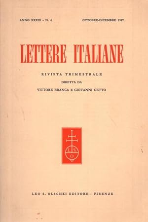 Image du vendeur pour Lettere italiane, anno XXXIX - N. 4 mis en vente par Di Mano in Mano Soc. Coop