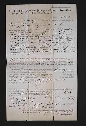 Mortgage Deed Between John H. Sessions and Henry A. Warner, Rec'd. April 15, 1865, Bristol, Conne...