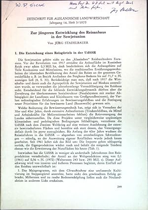 Seller image for Zur jngeren Entwicklung des Reisanbaus in der Sowjetunion; for sale by books4less (Versandantiquariat Petra Gros GmbH & Co. KG)