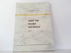 Bild des Verkufers fr Kunst und Technik der Novelle. Teil 1. zum Verkauf von Antiquariat Ehbrecht - Preis inkl. MwSt.