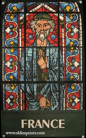 France. Berry: la cathedrale de Bourges - le prophete Ezechiel - Vitrail XIIIe.s.