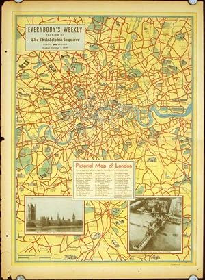 Pictorial Map of London. Everybody's Weekly Section of the Philadelphia Inquirer. Tuesday, April ...