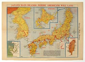 Japan's Main Islands - Where Americans Will Land. Chicago Daily Tribune, August 1945.