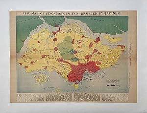 New Map of Singapore Island - Besieged by Japanese. Chicago Daily Tribune, Monday, February 9, 1942.