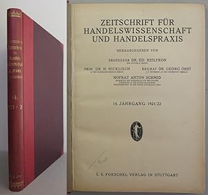 Imagen del vendedor de Zeitschrift fr Handelswissenschaft und Handelspraxis, 14. Jahrgang 1921/22 a la venta por Antikvariat Valentinska