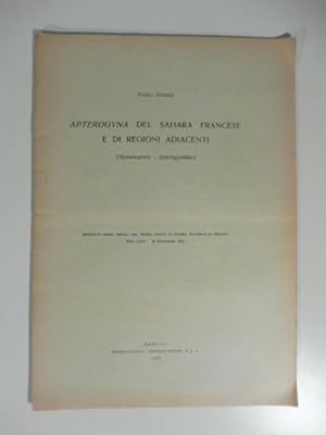 Apterogyna del Sahara francese e di regioni adiacenti