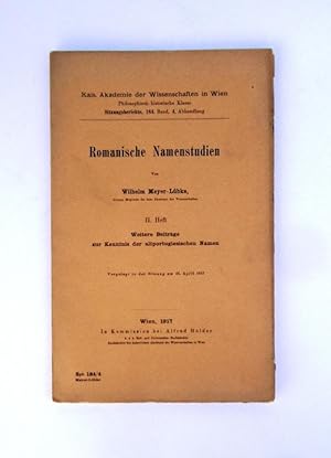 Bild des Verkufers fr Romanische Namenstudien. II. Heft: Beitrge zur Kenntnis der altportugiesischen Namen. zum Verkauf von erlesenes  Antiquariat & Buchhandlung