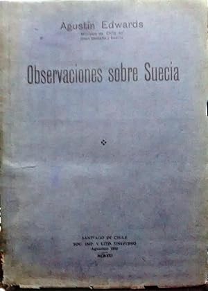 Bild des Verkufers fr Observaciones sobre Suecia. Prefacio Carlos Silva Vildsola zum Verkauf von Librera Monte Sarmiento