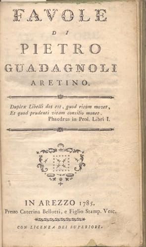 Bild des Verkufers fr FAVOLE DI PIETRO GUADAGNOLI ARETINO. zum Verkauf von studio bibliografico pera s.a.s.