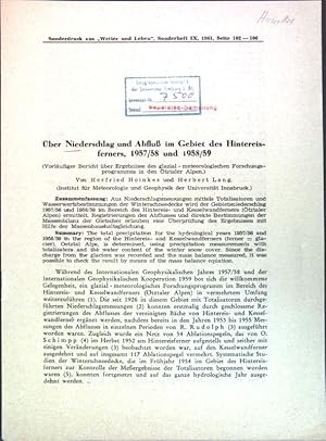 Bild des Verkufers fr ber Niederschlag und Abflu im Gebiet des Hintereisferners, 1957/58 und 1958/59; zum Verkauf von books4less (Versandantiquariat Petra Gros GmbH & Co. KG)