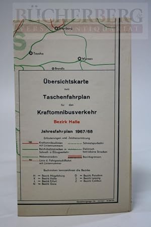 Übersichtskarte zum Taschenfahrplan für den Kraftomnisbusverkehr Bezirk Halle Jahresfahrplan 1967/68