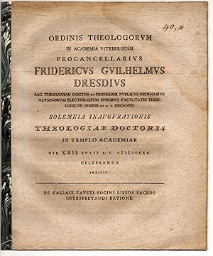 Seller image for De fallaci Fausti Socini Libros sacros interpretandi ratione. Universit�tsprogramm. for sale by Wissenschaftliches Antiquariat K�ln Dr. Sebastian Peters UG