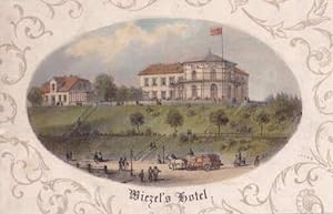 St.Pauli - Wiezel`s Hotel. Kolorierte Lithographie im Oval von Julius Gottheil.