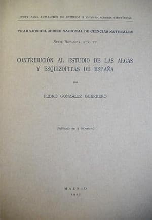 Imagen del vendedor de Contribucin al Estudio de las Algas y Esquizofitas de Espaa. a la venta por Hesperia Libros