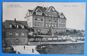 Gruss aus Bruchsal. Haushaltungsschule und Institut Sancta Maria. s/w Ansichtskarte.