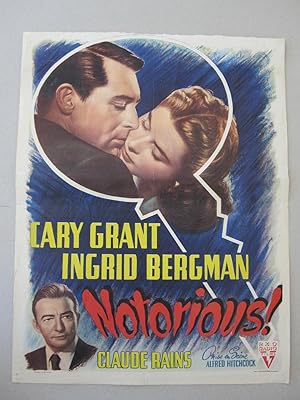 Notorious (Alfred Hitchcock) Vintage Belgian movie poster