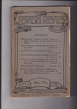 Seller image for the Jewish Review Volume III Number 13. May, 1912 for sale by Meir Turner