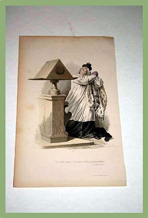 Très belle gravure XIX ème aquarellée intitulée : Le voilà donc, Girot, cette hydre épouvantable.