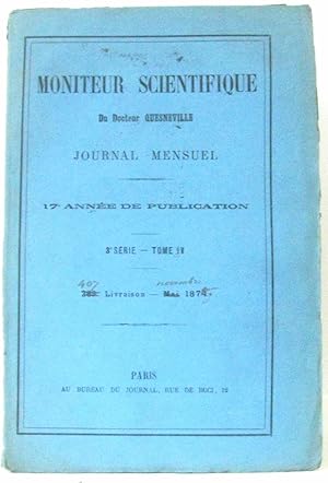 Seller image for Moniteur Scientifique du Docteur Quesneville Journal Mensuel 20e anne de Publication 3e srie Tome IX 449e Livraison - Novembre 1879 for sale by crealivres