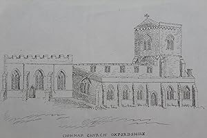 Chinnar Church - Chinnor Oxfordshire - lithographic image of the church