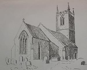 Bensinton Church Oxon - Bensington - lithographic image of the church