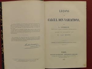 Seller image for Lecons de calcul des variations. Rdiges en collaboration avec M. L Abb Moigno. Imprimes aux frais de l Universit de Helsingfors (Finlande). for sale by Wissenschaftliches Antiquariat Zorn