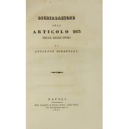 Seller image for Dichiarazione dell'Articolo 263 delle leggi civili for sale by Libreria Antiquaria Giulio Cesare di Daniele Corradi