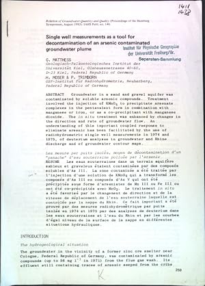 Bild des Verkufers fr Single well measurements as a tool for decontamination of an arsenic contaminated groundwater plume; zum Verkauf von books4less (Versandantiquariat Petra Gros GmbH & Co. KG)