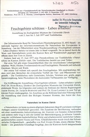 Immagine del venditore per Feuchtgebiete schtzen - Leben erhalten! Ausstellung im Zoologischen Museum der Universitt Zrich vom 2. Juni bis 3. Juli 1977 und Tonbildschau; venduto da books4less (Versandantiquariat Petra Gros GmbH & Co. KG)