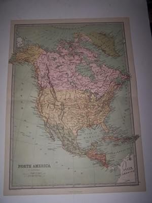 Colour Map of NORTH AMERICA from Zell's Popular Encyclopedia