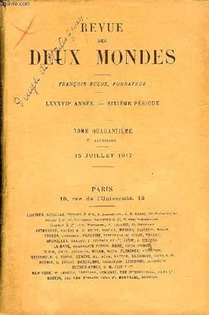 Seller image for REVUE DES DEUX MONDES LXXXVIIe ANNEE N2 - I.-LA BATAILLE DES FLANDRES.   L YSER ET YPRES.I.   LA COURSE A LA MER.  LES BELGES SUR L YSER.  LES ANGLAIS AU SUD D YPRES. - UNE ARME FRANAISE DE BELGIQUE (avec cartes), par M. Louis Madelin. for sale by Le-Livre