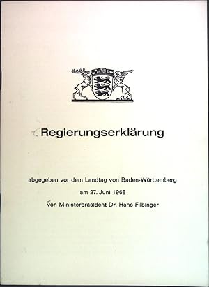 Bild des Verkufers fr Regierungserklrung zum Verkauf von books4less (Versandantiquariat Petra Gros GmbH & Co. KG)