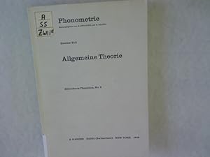 Imagen del vendedor de Phonometrie. Zweiter Teil. Allgemeine Theorie. a la venta por Antiquariat Bookfarm