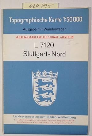 Bild des Verkufers fr Stuttgart-Nord L 7120 Topographische Karte 1:50000 - Ausgabe mit Wanderwegen - Sonderausgabe fr den Schwb. Albverein zum Verkauf von Antiquariat Trger