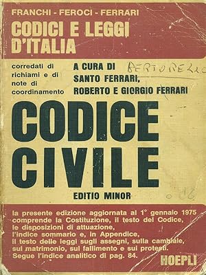 Bild des Verkufers fr Codice civile 1975 zum Verkauf von Librodifaccia