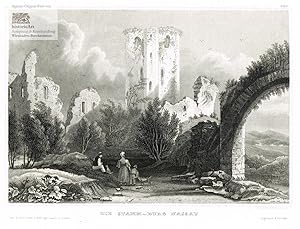 Bild des Verkufers fr Die Stamm-Burg Nassau. Romantische Ansicht der Burgruine von Nassau mit Besuchern. Original-Stahlstich von und nach Poppel um 1850 zum Verkauf von historicArt Antiquariat & Kunsthandlung