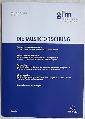 Die Musikforschung : 69. Jahrgang 2016 / Heft 3