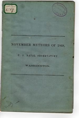 November meteors of 1868, U.S. Naval observatory, Washington [cover title]