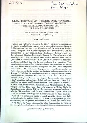 Image du vendeur pour Zur Standortfrage in integrierten Httenwerken in aussereuropischen Entwicklungslndern: Die Beispiele Aryamehr/Iran und Paz Del Rio/Kolumbien. mis en vente par books4less (Versandantiquariat Petra Gros GmbH & Co. KG)