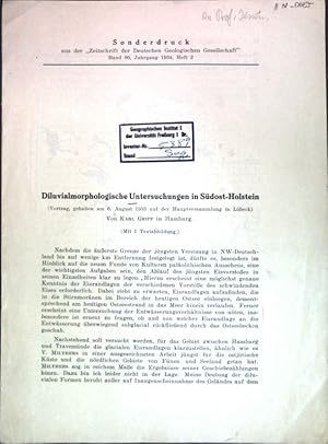 Seller image for Diluvialmorphologische Untersuchungen in Sdost-Holstein; for sale by books4less (Versandantiquariat Petra Gros GmbH & Co. KG)