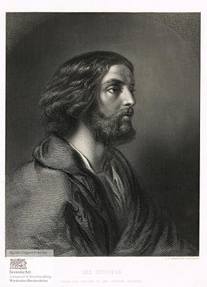 Imagen del vendedor de The Disciple. From the Picture in the Vernon Gallery. Ein Jnger Jesu Christi. Original-Stahlstich von Armytage nach einem Gemlde von Etty in der Vernon Gallery 1854 a la venta por historicArt Antiquariat & Kunsthandlung