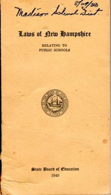 Seller image for Laws of New Hampshire relating to Public Schools, 1949 for sale by Reflection Publications