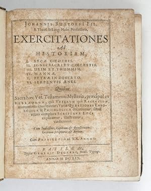 Bild des Verkufers fr Exercitationes ad historiam I. Arcae Foederis. II. Ignis Sacri Et Coelestis. III. Urim Et Thummim. IV. Mannae. V. Petrae In Deserto. VI. Serpentis Aenei. [.]. zum Verkauf von Antiquariat INLIBRIS Gilhofer Nfg. GmbH